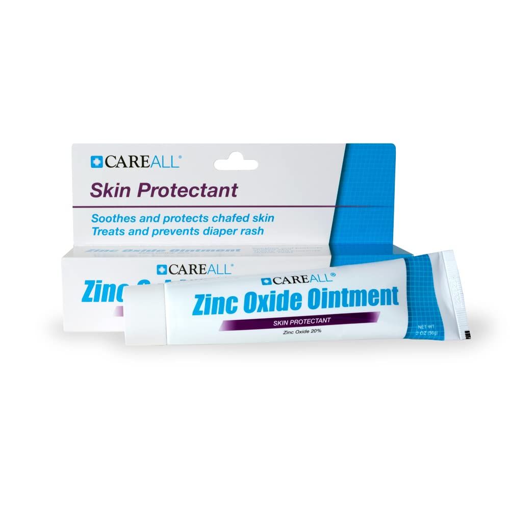 CareAll Zinc Oxide 20 Skin Protectant Barrier Ointment 2 oz, Relieves, Treats and Prevents Minor Skin Irritations due to Diaper Rash. Helps Seal Out Wetness. Protects Chafed Skin.