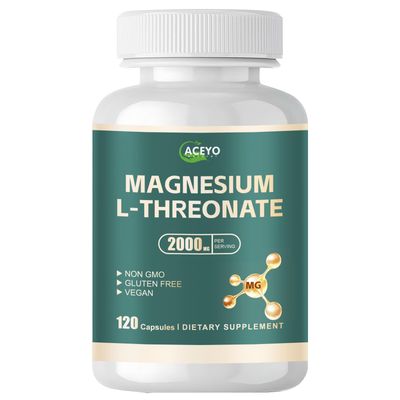 ACEYO Magnesium L-threonate Supplement Capsules - 2000 mg Magnesium Supplement, Suitable for MenWomen- 120 Vegetarian Capsules