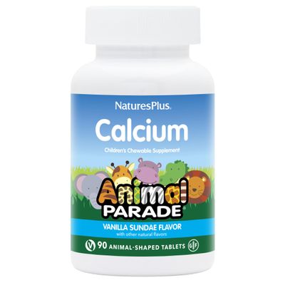 NaturesPlus Animal Parade Calcium, Vanilla Sundae Flavor - 90 Animal-Shaped Chewable Tablets - Pack of 2 - Promotes Healthy Bones - Vegan, Gluten Free - 180 Total Servings