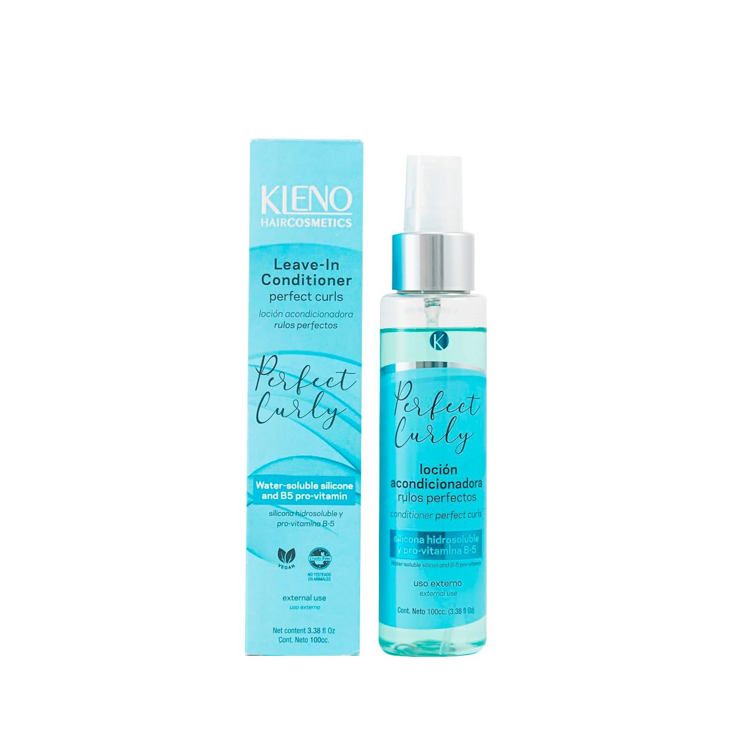 Kleno Leave-In Conditioner Perfect Curls - Vegan, Cruelty-Free, Silicone-Free, B5 Pro-Vitamin, Hydration, Nourishment, Shine, Curl Definition, 3.38 fl oz Bottle