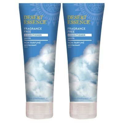 Desert Essence Fragrance Free Conditioner - Pure - 8 Fl Ounce - Pack of 2 - Gloss Shine - Smoothes Softens Hair - No Oil Residue - Antioxidants - Green Tea - Jojoba Oil - Vitamin B5