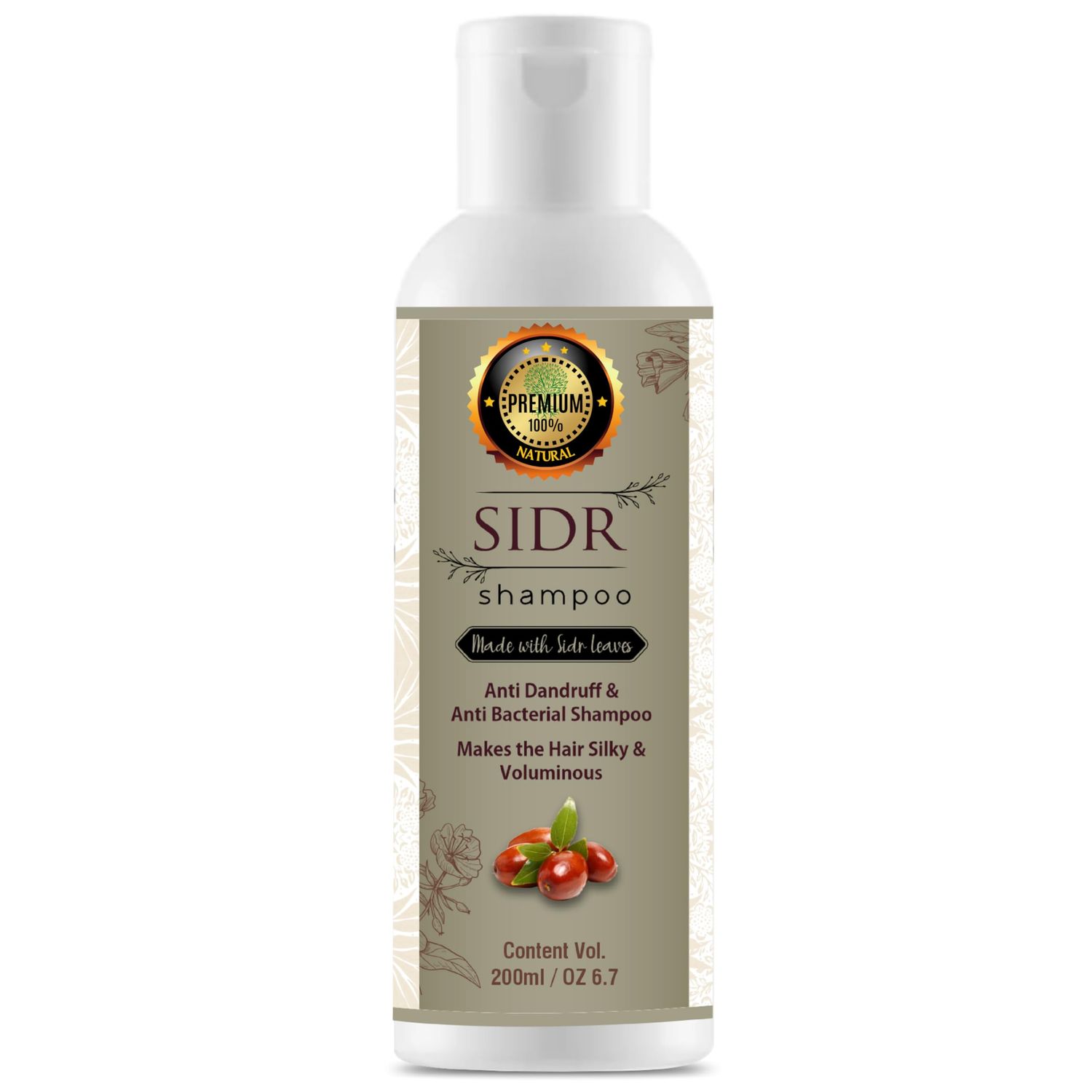 Sidr Shampoo - 100 Pure Natural Jujube Leaf Shampoo, Relaxing, Natural Herbal Cleanser for Hair Scalp Health- Hair Growth, and Skin Detox, No Additives, Chemical-Free, 200ml