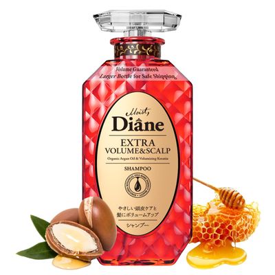 Moist Diane Keratin Shampoo for Hair Fall Thin Hair Women Men, Organic Hair Care with Argan Oil Biotin Plum Oil from Japan, Silicone Sulfate Free, EXTRA VOLUME SCALP, 15.2 Fl Oz
