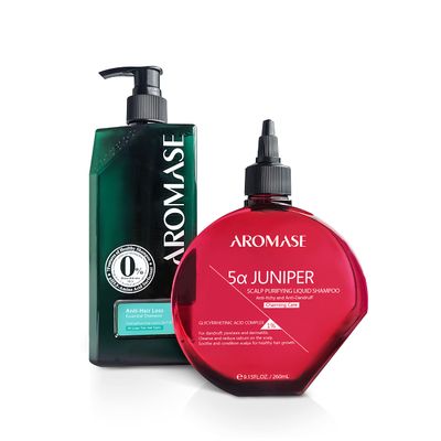 Aromase Charming Care Volumizing Essential Shampoo Kit for Thinning Hair, SAW PALMETTO Adds Volume, EXOTIC FLORAL SCENT(1 Scalp Deep Cleanser 1 Volumizing Essential Scalp Daily Shampoo)
