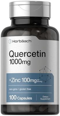 Horb ach Quercetin 1000mg Capsules with 100mg Zinc 100 Count Non-GMO, Gluten Free Supplement High Potency Formula