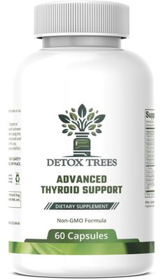 Detox Trees Advanced Thyroid Support Supplement - Non-GMO, Thyroid Supplement with L Tyrosine, Iodine, B12, Zinc, Selenium, Ashwagandha for Thyroid Health Overall Well-Being, 60 Capsules