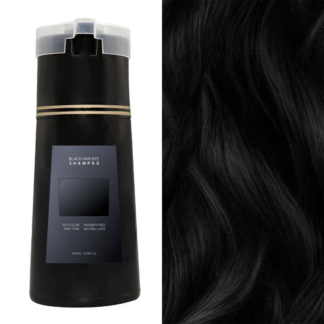 Aseawave Hair Dye Shampoo 3 in 1 for Gray Hair, Shampoo Black Hair Dye for Women Men, Grey Coverage Shampoo 200ml (Black, M)
