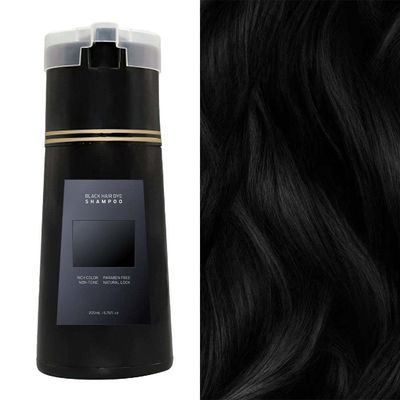 Aseawave Hair Dye Shampoo 3 in 1 for Gray Hair, Shampoo Black Hair Dye for Women Men, Grey Coverage Shampoo 200ml (Black, M)