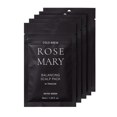 RATED GREEN Cold Brew Rosemary Balancing Scalp Pack w Charcoal Korean Hair Conditioning Mask Deep Conditioning Hair Mask for Dry Damaged Hair Hydrating Hair Mask Pack of 5, 1.69 Fl. Oz