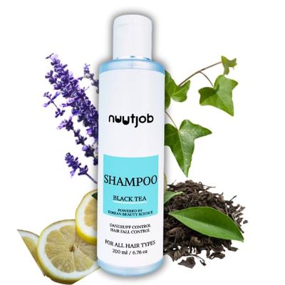 Nuutjob dandruff removing and relieving Shampoo - Reduces Dandruff, Strengthens Hair, enriched with Black Tea Dandelix Pro, Gentle for All Hair Types, Men Women, 200ml