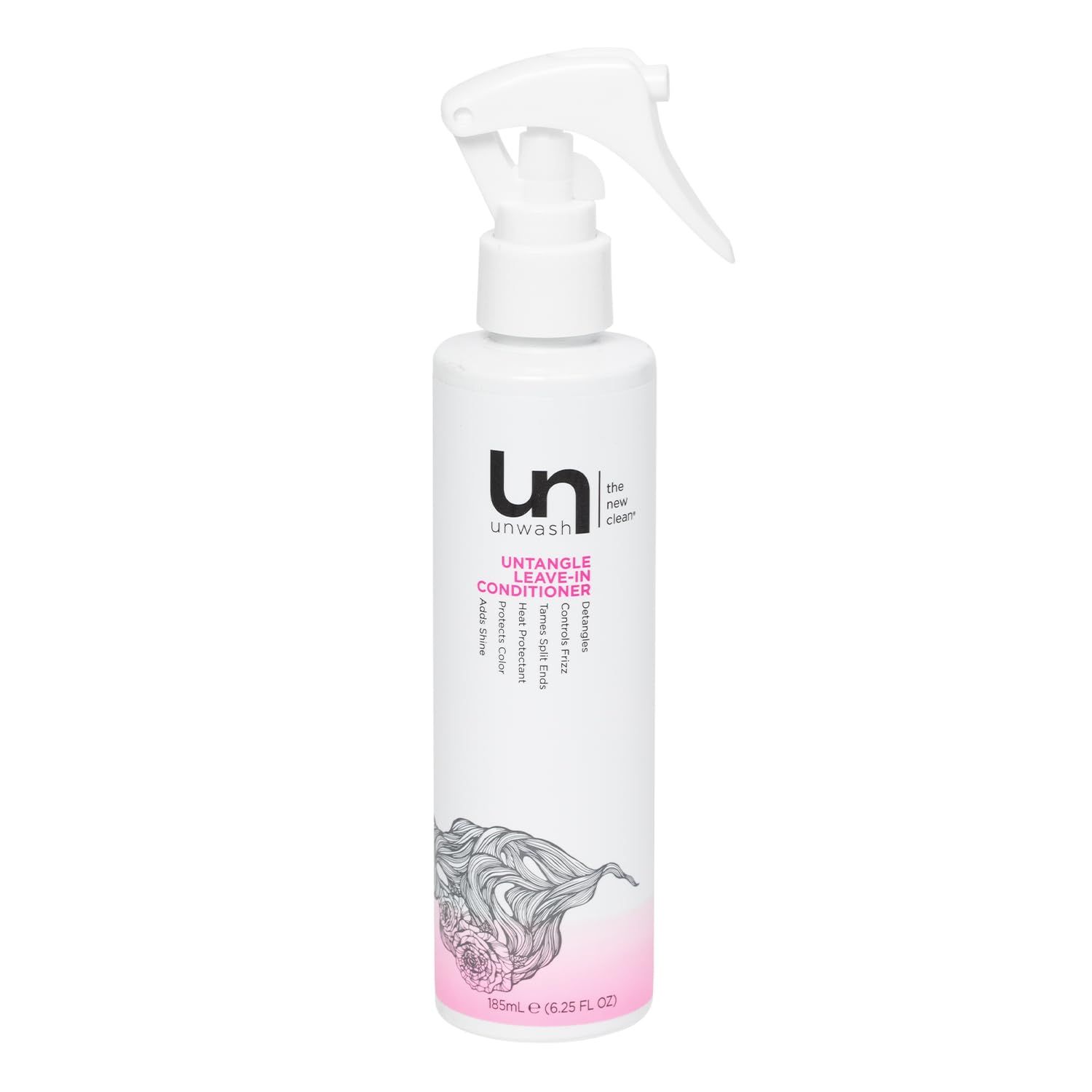 Unwash Untangle Leave-In Conditioner - Gentle Formula, Detangles, Controls Frizz, Enhances Shine, Protects Against Heat, Vegan, Cruelty Free, Sulfate Paraben-Free, 6.25 fl oz