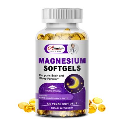 High Absorption Magnesium Glycinate 400mg Softgels Supplement, 400 mg Elemental Magnesium with 100mg Calcium - Highly Bioavailable - with Vitamin D3 K2, for Sleep, Mood, Brain Support