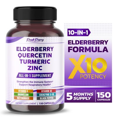 Elderberry Quercetin Turmeric Zinc - Support The Immune System, Respiratory Health - Made in The USA