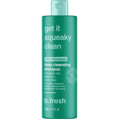 b.fresh Daily Cleanser Shampoo Get It Squeaky Clean - Deep Cleansing for All Hair Types, Enriched with Green Tea Charcoal to Clarify Refresh Your Scalp, Lemongrass Scented, 12 Fl Oz