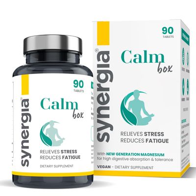 Synergia Calm Box - Magnesium and Vitamin B Complex for Stress and Fatigue Relief - with Liposomal Magnesium, Taurine, and Arginine - Supplements for Men and Women