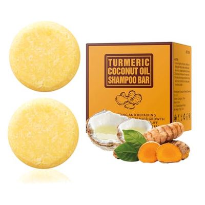 BYOTOUTY Ginger Shampoo Bar with Coconut Oil 2 Pack, Organic Natural Turmeric Ginger Solid Soap Shampoos Bars, Bar Shampoo for Women Men Thinning Hair Growth 4.23oz120g, Christmas Presents