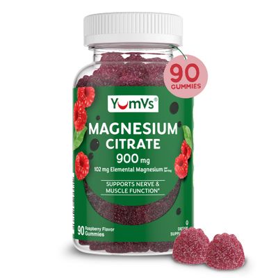 YUM-V&#39;S Magnesium Citrate Gummies - 900mg Magnesium Citrate (102mg of Elemental Magnesium) Highly Absorbable Citrate, Supports Nerve, Enzyme Muscle Function - 90 Count