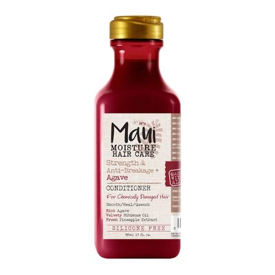 Maui Moisture Strength AntiBreakage Moisturizing Agave Conditioner for Color Treated or Chemically Damaged Hair Vegan Silicone ParabenFree SulfateFree Surfactants, hibiscus, 13 Fl Oz
