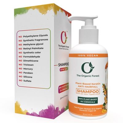 VEGAN Anti Hair Fall Shampoo Plant Based Keratin Organic Moroccan Argan Oil for Dry Thickening Hair Loss for Men Women 6.8 fl. oz