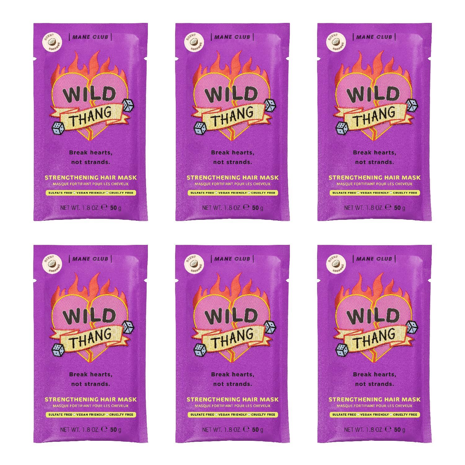 MANE CLUB Wild Thang Deep Conditioner, cruelty free, vegan, no sulfates or parabens - Pack of 6