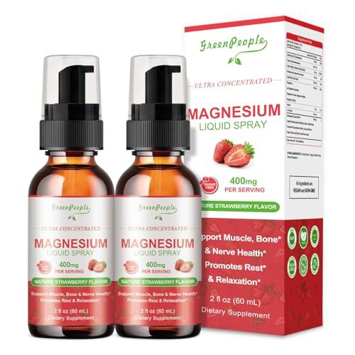 GreenPeople Magnesium Glycinate Liquid Spray 400mg - Magnesium Potassium Supplement with Magnesium Malate Vitamin D3k2, B6 for Calm Support, Muscle, Bone Sleep Support 4 Fl Oz