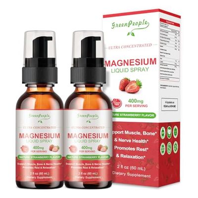GreenPeople Magnesium Glycinate Liquid Spray 400mg - Magnesium Potassium Supplement with Magnesium Malate Vitamin D3k2, B6 for Calm Support, Muscle, Bone Sleep Support 4 Fl Oz
