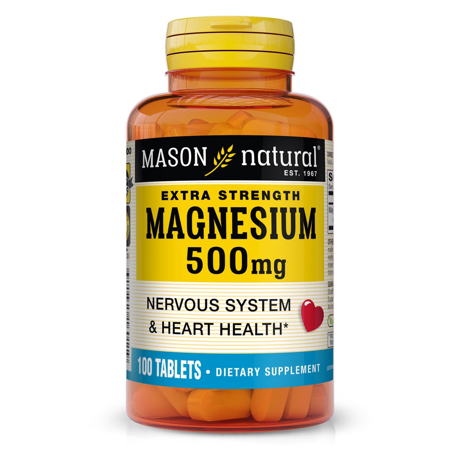 Mason Natural Magnesium 500 mg Extra Strength, 100-Day Supply, 1 Pack