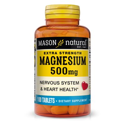 Mason Natural Magnesium 500 mg Extra Strength, 100-Day Supply, 1 Pack
