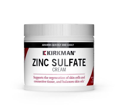 Kirkman - Zinc Sulfate Topical Cream - 4 fl oz - Fast Absorption - 10 Zinc Sulfate - Hypoallergenic