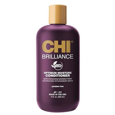 CHI Deep Brilliance Optimum Moisture Conditioner, Made With Olive Monoi Oil To Strengthen Hair, Sulfate, Paraben, Cruelty-Free, 12 Oz
