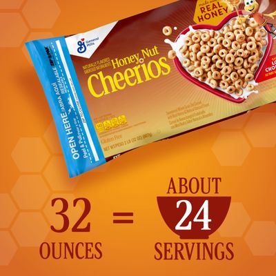 Honey Nut Cheerios, Heart Healthy Gluten Free Breakfast Cereal with Whole Grain Oats, Resealable Value Bag, 32 oz