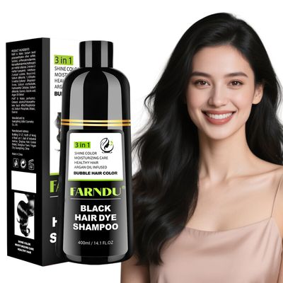 DYEING 221 BC FARNDU Black Hair Dye Shampoo 3 in 1 for Gray Hair Coverage - Natural Herbal Hair Color Shampoo for Women Men Champu Para Canas 100 Gray Coverage
