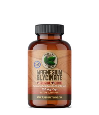 Magnesium Glycinate Taurine CoQ10 120 Vegi-Caps by Pure Lab Vitamins Made in Canada