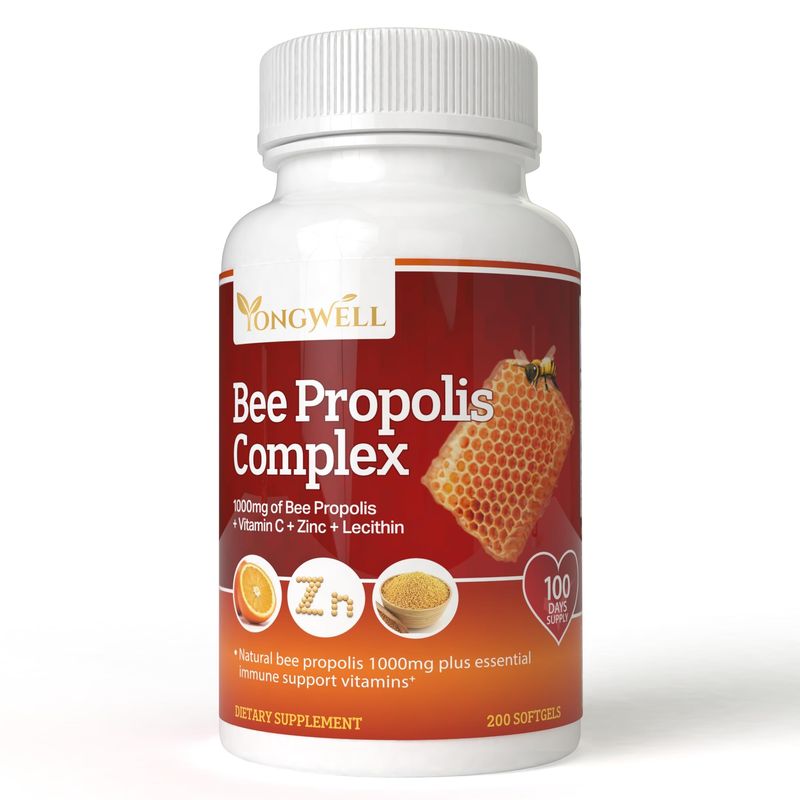 YongWell Super Bee Propolis Complex with Vitamin C, Zinc Lecithin (200 Capsules)