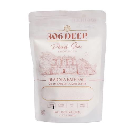 306 Deep Powder Dead Sea Salts for Soaking - 350 Grams of 0-1 mm 100 Dead Sea Salt Bath for Men and Women, Pure Bath Minerals with Magnesium, Zinc, Potassium for Soaks and Body Scrub