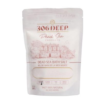 306 Deep Powder Dead Sea Salts for Soaking - 350 Grams of 0-1 mm 100 Dead Sea Salt Bath for Men and Women, Pure Bath Minerals with Magnesium, Zinc, Potassium for Soaks and Body Scrub
