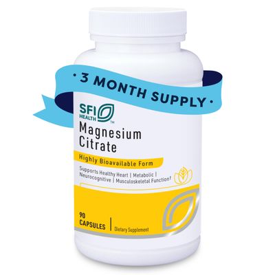 Klaire Labs SFI Health Magnesium Citrate Supplement - Highly Bioavailable Magnesium Mineral Supplements for Healthy Energy, Muscles, Nerves, Bones Cognition (90 Capsules)