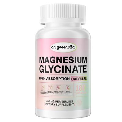 Magnesium Glycinate 400 MG per Serving 100 Chelated for High Absorption, Gentle On Stomach, Non-GMO, 180 Vegetarian Capsules