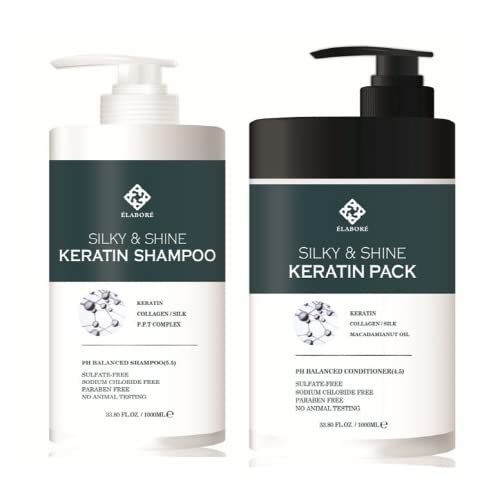 Elabore Silky Shine KERATIN Shampoo Pack SET 33.80fl.oz 1000ml