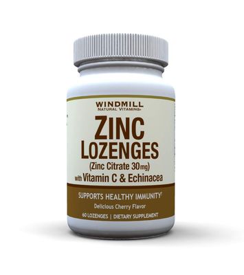 Windmill Health Products Zinc Lozenges, Immune Booster, with Echinacea and Vitamin C, 60 Lozenges, 60 Count