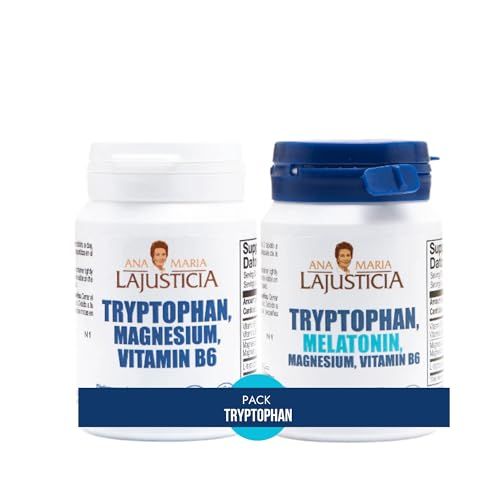 Ana Mar a Lajusticia Tryptophan Supplement Pack - Tryptophan with Magnesium, Melatonin, and Vitamin B6 Tryptophan with Magnesium and Vitamin B6