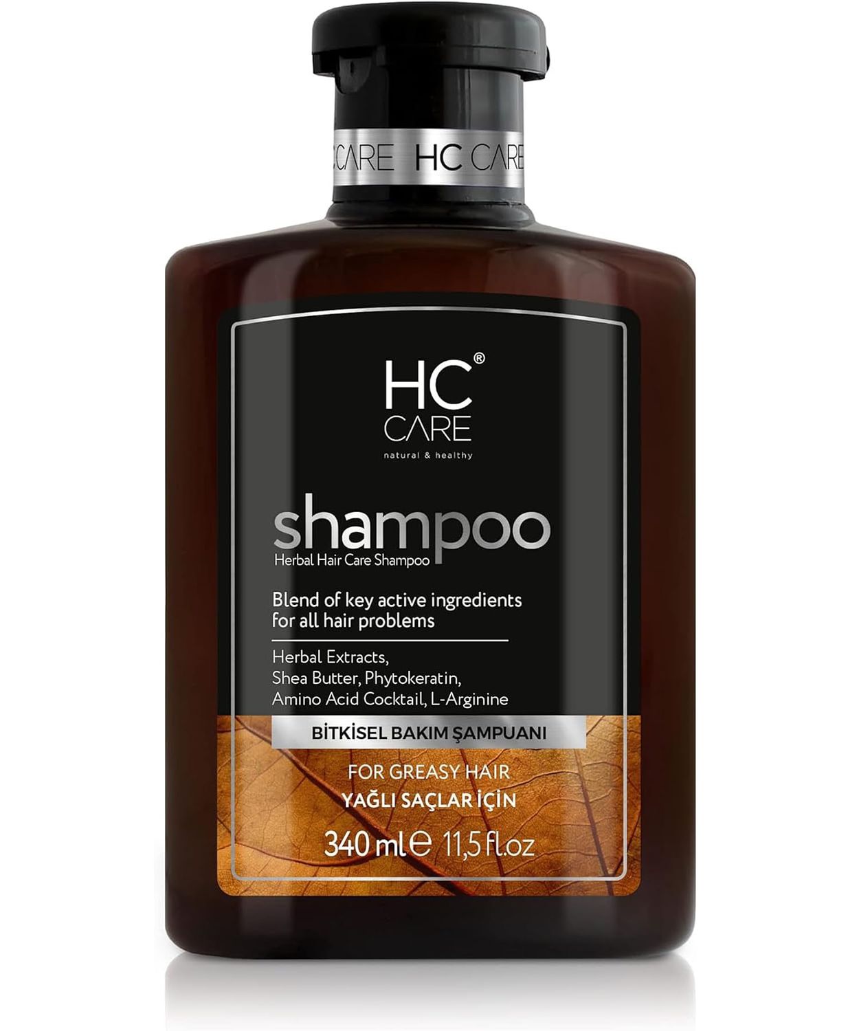 HC Care Herbal Shampoo for Oily Hair 11.5 fl oz - Hair Strengthening Anti Frizz Daily Shampoo - Hydrating Hair Care for Greasy Damaged Hair and Growth, Color Treated Hair