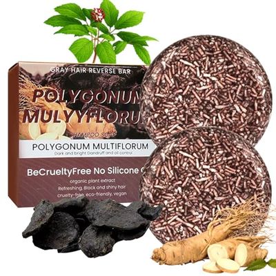 Hair Darkening Shampoo Bar for Gray Hair, Organic Gray Reverse Hair Blackening Shampoo Bar (Polygonum Multiflorum for Grey Hair, 2 Pack)