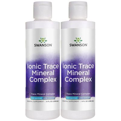 Swanson Concentrace Trace Mineral Drops 8oz-Complete Mineral Complex for Energy, Hydration, Electrolyte Balance Over 72 High Absorption Ionic Minerals Such As Magnesium, Potassium, Calcium (2 Pack)