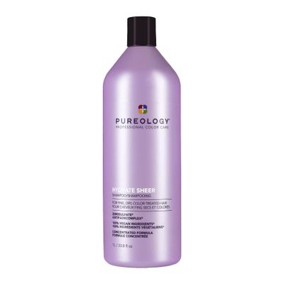 Pureology Hydrate Sheer Nourishing Shampoo For Fine, Dry Color Treated Hair Sulfate-Free Silicone-Free Vegan