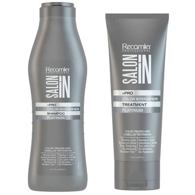 Recamier Professional Salon In Pro Color Intensifier Hair Platinum Kit Shampoo and Treatment - Kit Tratamiento y Shampoo Intensificador de Color Platino para cabello