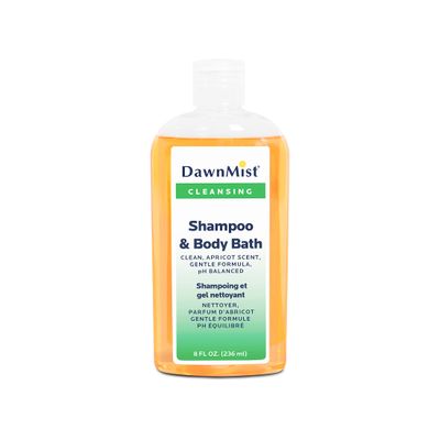 Dukal DAWNMIST Shampoo and Body Bath, 8 oz (48 Count) - 2-in-1 Gentle Cleanser for Hair and Skin, pH Balanced, Lightly Scented, Rinse-Free Option for Personal Care and Medical Use