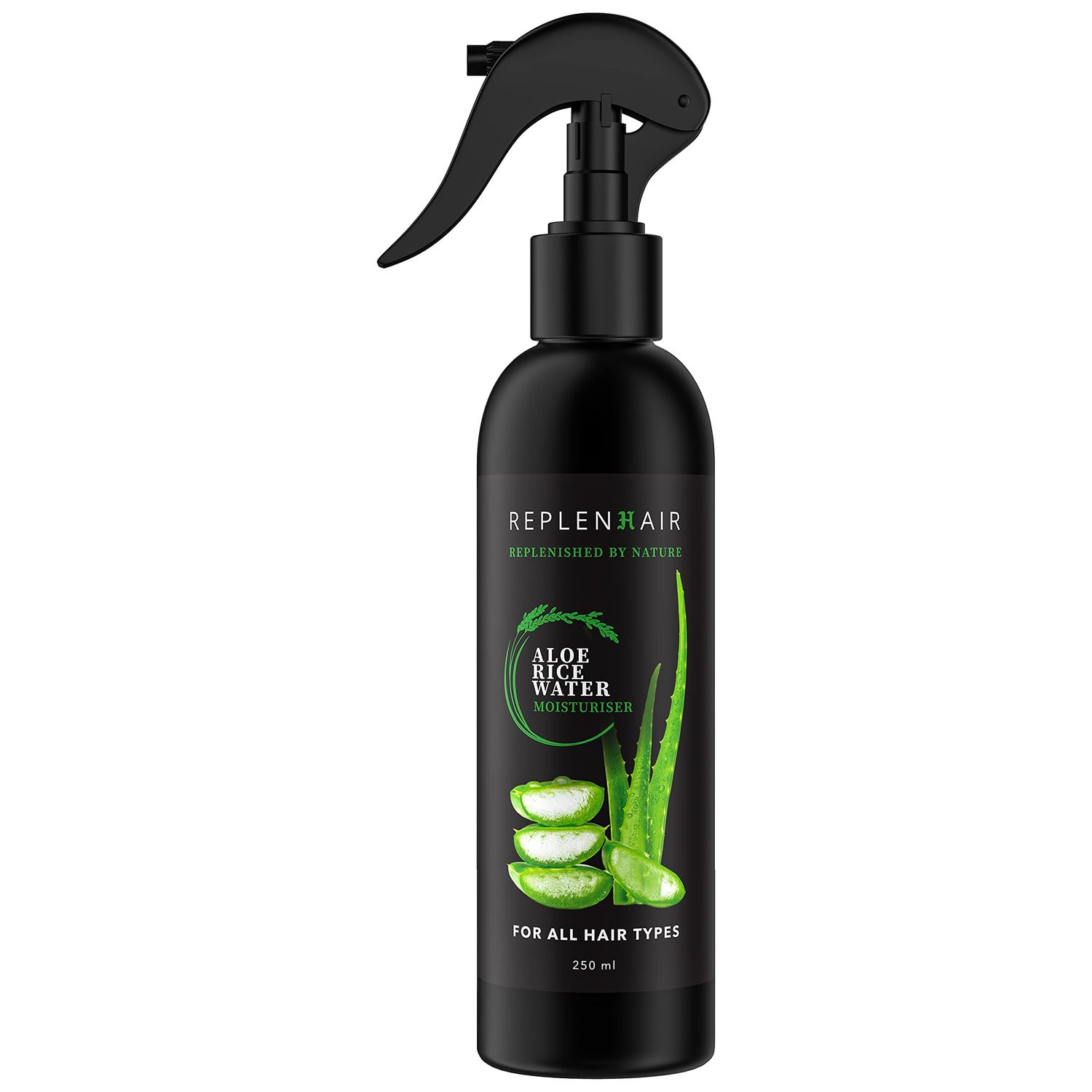 Replenhair Rice Water Aloe Vera Hair Growth Spray - Leave In Conditioner Infused with Essential Oil and Aloe Vera for Hair Growth, Reduces Hair Fall, Dandruff Promotes Thicker Hair - 250ml