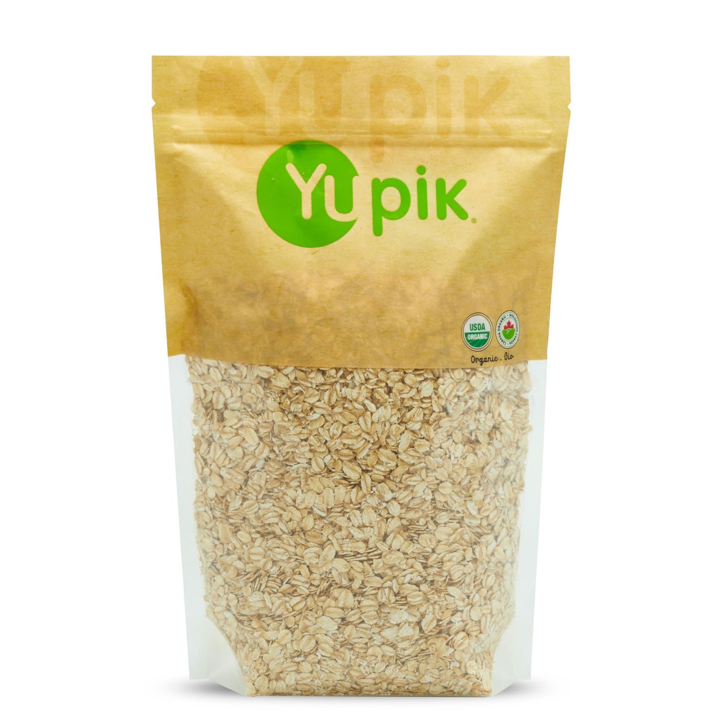 Yupik Organic Regular Rolled Oats, Gluten-Free, 2.2 lb (35.2 oz), Non-GMO, Vegan, Kosher, Steamed, Rolled, and Lightly Toasted Whole Oat Groats, Salt-Free, Good Source of Fiber, For Baking Topping