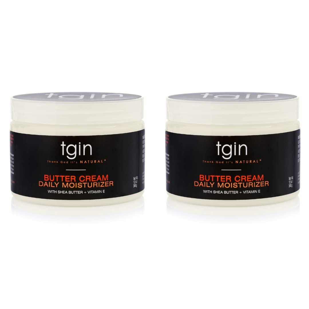 tgin Butter Cream Daily Moisturizer Duo For Natural, Dry, Curly Hair - Type 3c and 4c - Styler - 12 Oz - 2 PACK